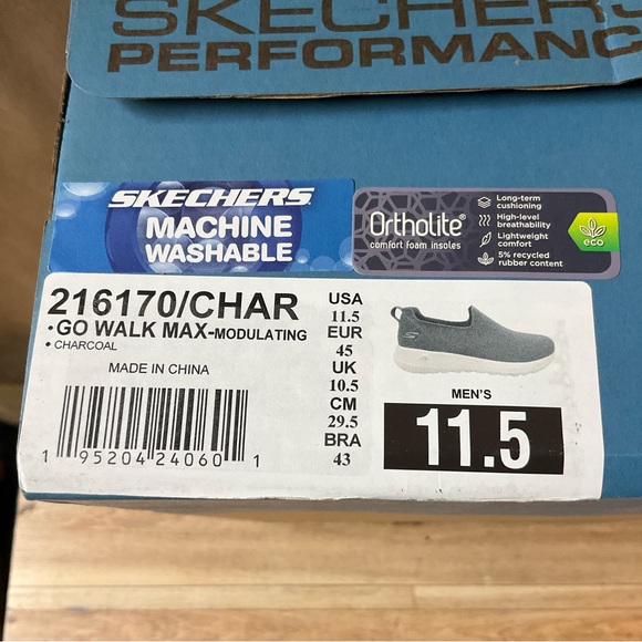 New! Men’s Skechers Go Walk Max Modulating Shoes Sneakers Grey 11.5 Slip On - Picture 12 of 12
